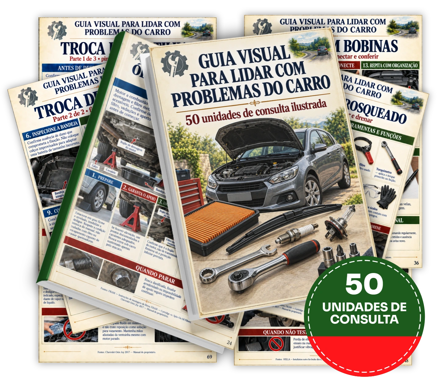 50 Guias Visuais para resolver problemas no seu carro sem precisar de um mecânico.