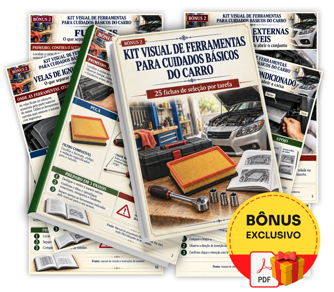 Kit Visual de Ferramentas para Cuidados Básicos do Carro